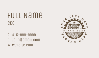 Wood Log Carpentry Badge Business Card Image Preview