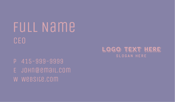 Cute Pink Playful Wordmark  Business Card Design Image Preview