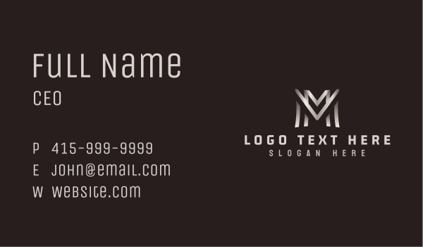 Industrial Steel Metal Letter M Business Card Design Image Preview