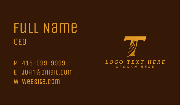 Gold Generic Letter T Business Card Design Image Preview