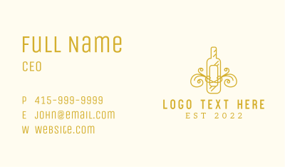 Golden Ornamental Wine Bottle Business Card Image Preview