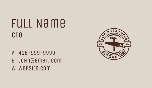 Hammer & Hand Saw Business Card Design Image Preview