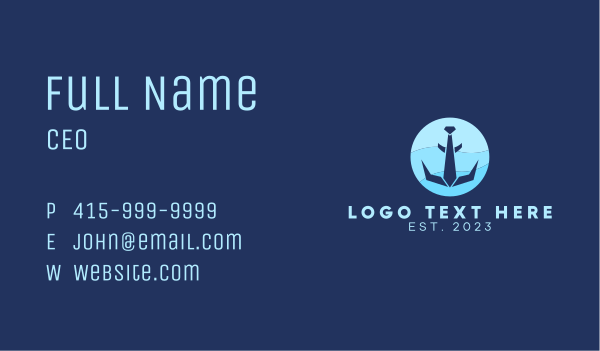 Navy Anchor Necktie  Business Card Design Image Preview