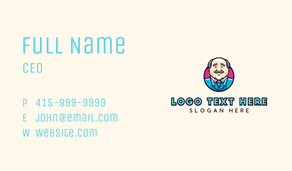 Oldman Scientist Character  Business Card Design Image Preview