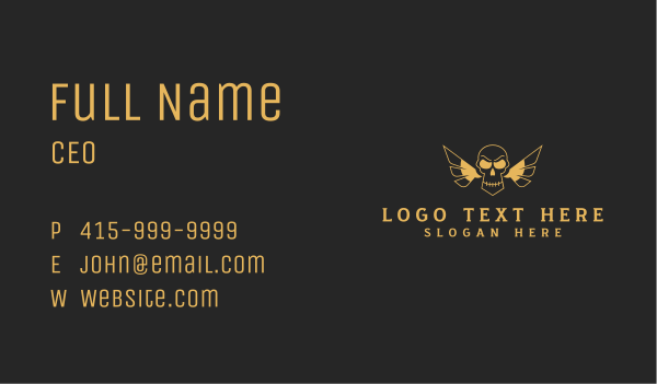 Golden Gothic SKull Business Card Design Image Preview