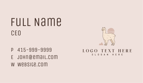 Wildlife Alpaca Llama Business Card Design Image Preview