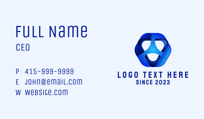 3D Blue Abstract Hexagon Tech Business Card Image Preview