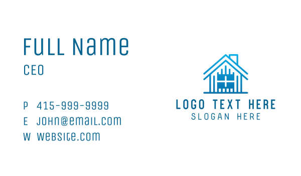 Blue House Architecture Business Card Design Image Preview