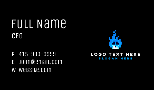 Pixel Fire Ghost Gaming Business Card Design Image Preview