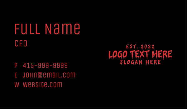 Scary Horror Wordmark    Business Card Design Image Preview