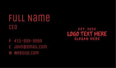 Scary Horror Wordmark    Business Card Image Preview