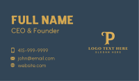 Gold Generic Brand Letter P  Business Card Image Preview