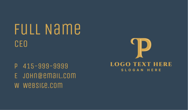 Gold Generic Brand Letter P  Business Card Design Image Preview