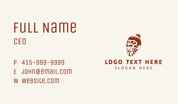 Ancient Tribal Man Tattoo Business Card Design Image Preview