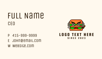 Samurai Burger Mascot Business Card Image Preview