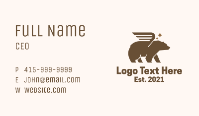 Winged Grizzly Bear Business Card Image Preview