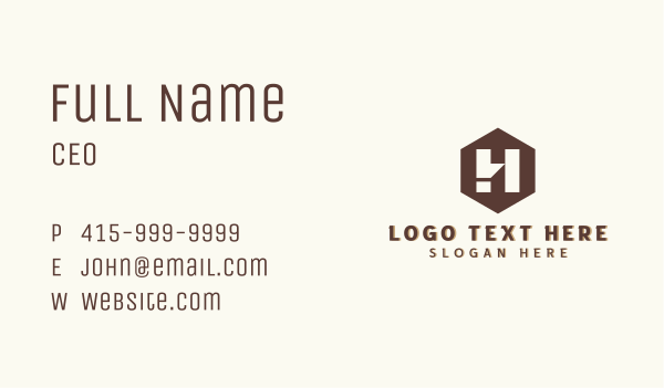 Hexagon Construction Builder Letter H Business Card Design Image Preview
