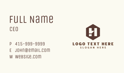 Hexagon Construction Builder Letter H Business Card Image Preview