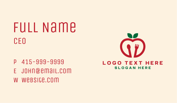 Spoon Fork Apple Business Card Design Image Preview