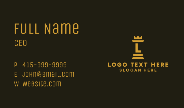 Gold Chess Royalty Letter Business Card Design Image Preview