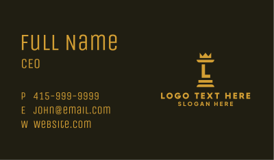Gold Chess Royalty Letter Business Card Image Preview