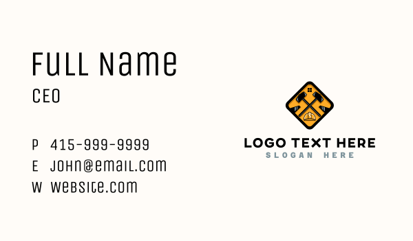 Construction Hammer Builder Business Card Design Image Preview