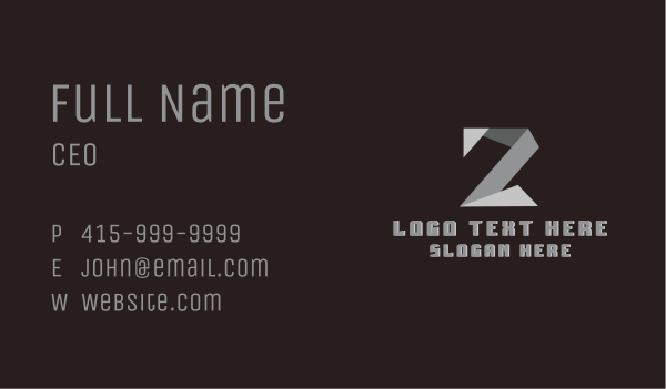 Origami Fold Structure Letter Z Business Card Design Image Preview