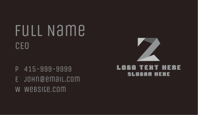 Origami Fold Structure Letter Z Business Card Image Preview