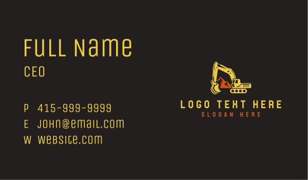 Mountain Excavator Machinery Business Card Design Image Preview