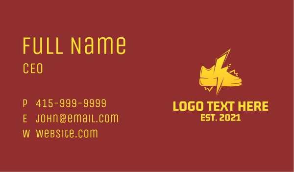 Lightning Bolt Sneakers Business Card Design Image Preview