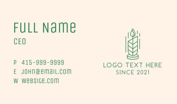 Organic Leaf Candle  Business Card Design Image Preview