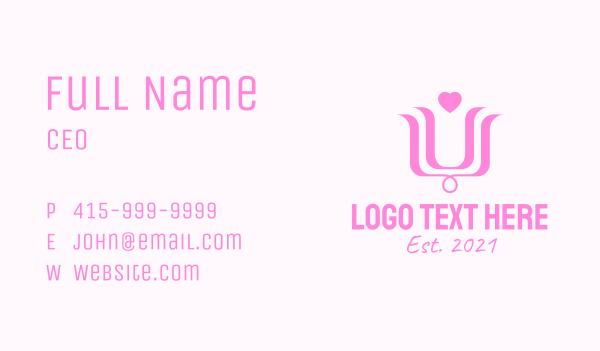 Pink Heart Flower  Business Card Design Image Preview