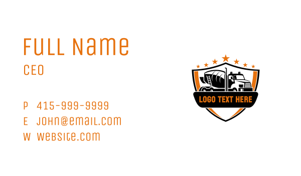 Cement Mixer Truck Construction Business Card Design Image Preview