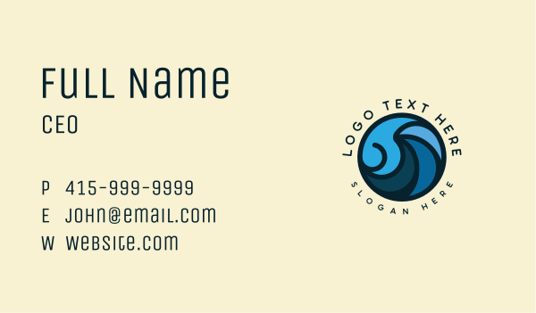 Ocean Tidal Wave Business Card Design Image Preview