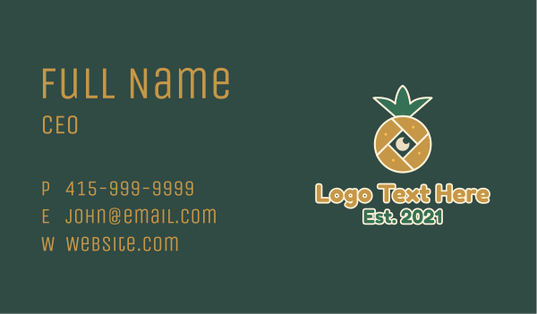 Pineapple Camera Lens Business Card Design Image Preview