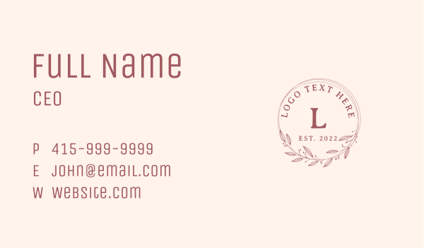 Elegant Leaf Letter  Business Card Design Image Preview
