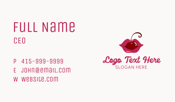 Kissable Cherry Lips Business Card Design Image Preview