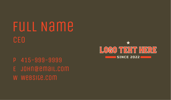 Retro Varsity Wordmark Business Card Design Image Preview