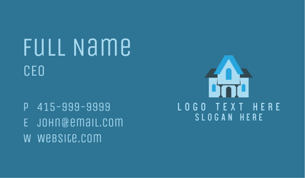 Blue Roof House Business Card Design Image Preview