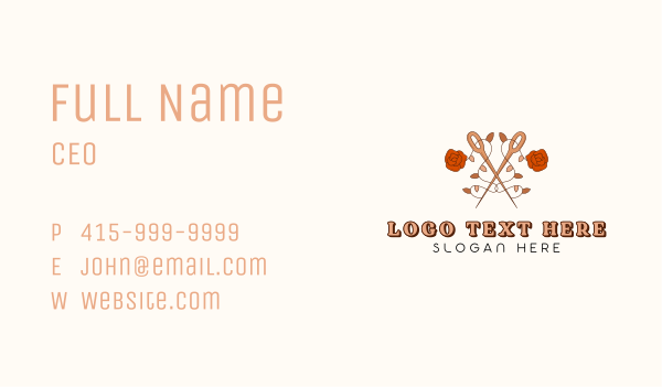 Rose Needle Sewing Business Card Design Image Preview