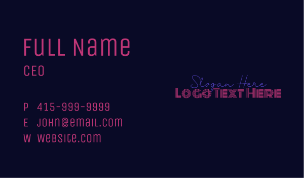 Neon DJ Wordmark Business Card Design Image Preview