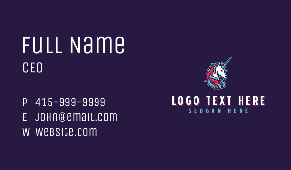 Unicorn Gaming Business Card Design Image Preview