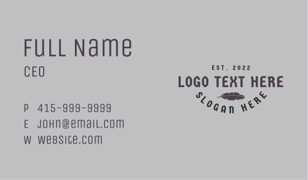 Gothic Feather Wordmark Business Card Design Image Preview