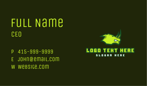 Green Rhino Gaming Business Card Design Image Preview