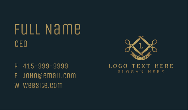 Vintage Scissors Tailoring Business Card Design Image Preview