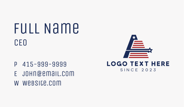 USA Flag Letter A  Business Card Design Image Preview