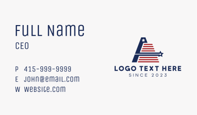 USA Flag Letter A  Business Card Image Preview