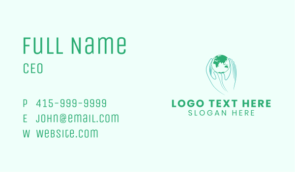 Green Hands Earth Business Card Design Image Preview