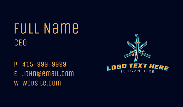 Samurai Sword Gaming Business Card Design Image Preview