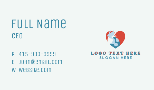 Heart Feline Veterinary Clinic Business Card Design Image Preview